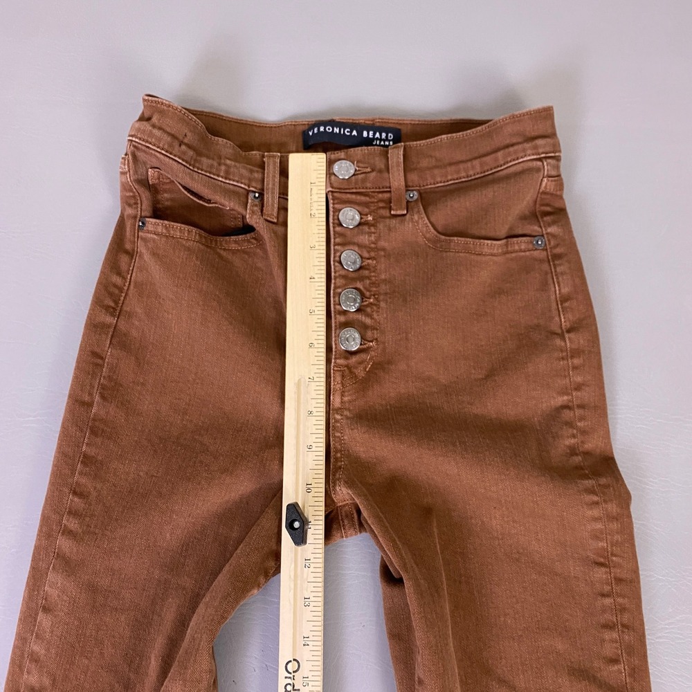 Veronica Beard Maera Skinny High Rise Jeans Size 27/4 Brown Stone Button Fly * - Picture 8 of 15